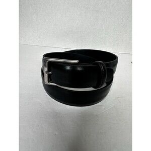 Florsheim Black Leather Belt with Silver Buckle